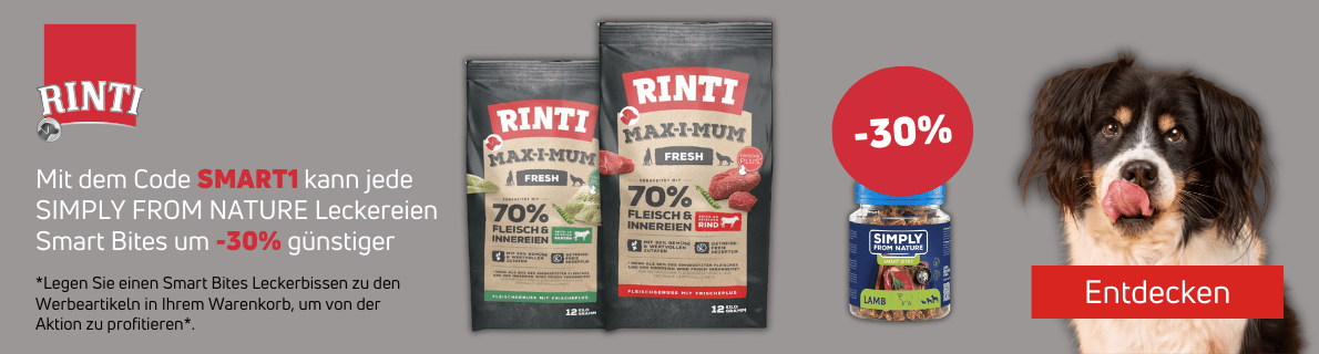 Aktion RINTI ausgewählte Smart Bites SIMPLY FROM NATURE Leckereien mit -30% Rabatt