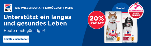 HILL'S-Angebot 20 % Rabatt auf tierärztliches Futter für Hunde und Katzen