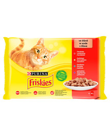 FRISKIES Nassfutter in Sauce mit Huhn, Rind, Lamm und Ente 4 x 85g