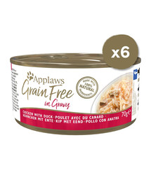 APPLAWS Cat Tin Grain Free Huhn & Ente Nassfutter für Katzen in Sauce 6x70g