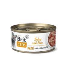 BRIT CARE Cat turkey & ham 24 x 70 g Truthahn- und Schinkenpastete für Katzen