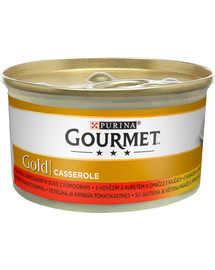 GOURMET Gold Casserole mit Rind und Huhn in Sauce 24x85g Katzennassfutter