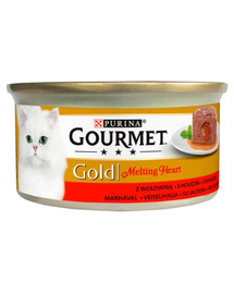 GOURMET Gold Melting Heart Rindfleisch 24x85g Nassfutter für Katzen
