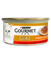 GOURMET Gold Sauce Delights mit Rindfleisch 24x85g Nassfutter für Katzen