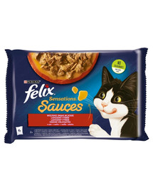 FELIX Sensations Saucen Geschmacksvielfalt vom Land (Truthahn mit Bacongeschmack, Lamm mit Wildgeschmack) 4x85g