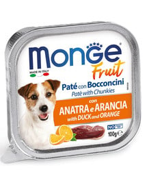 MONGE Fruit Dog Pastete mit Ente und Orange 100g