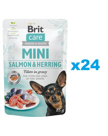 BRIT Care Mini Pouch Lachs & Hering Sterilisiert 24x85g Nassfutter für kastrierte Hunde kleiner Rassen