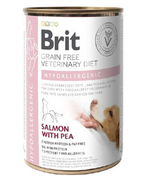 BRIT Veterinary Diet Hypoallergenic Salmon, Pea Nassfutter für Hunde 400g