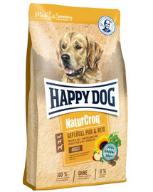 HAPPY DOG NaturCroq Trockenfutter mit Geflügel und Reis für adulte Hunde alle Rassen 8 kg (2x4 kg)