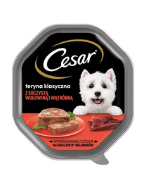 CESAR 150 g Nassvollnahrung für ausgewachsene Hunde Seeschwalbe mit saftigem Rindfleisch und Leber