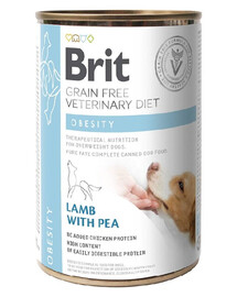 BRIT Veterinary Diet Obesity Lamb&Pea Fettleibigkeitsfutter für Hunde 24x400g