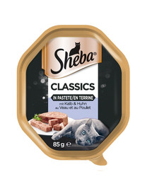 SHEBA Classics 85 g mit Kalbfleisch und Huhn - Katzennassfutter mit Pastete