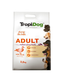 TROPIDOG Premium Adult für mittlere & große Rassen mit Ente & Reis 2,5kg