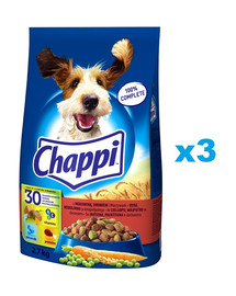 CHAPPI Trockenfutter mit Rindfleisch 3x2.7kg für ausgewachsene Hunde