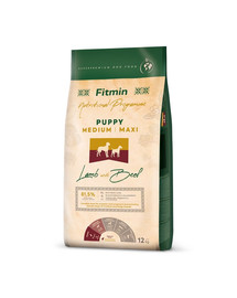 FITMIN Dog Nutritional Programme Medium Maxi Puppy Lamb&Beef 12 kg für Welpen mittlerer und großer Rassen