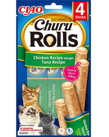 INABA Churu Rolls Chicken 4x10g Wrap mit Huhn und Thunfisch für Katzen