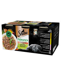 SHEBA Nature's Collection Auswahl an Geschmacksrichtungen in Sauce 6x400 g Huhn, Huhn und Lachscocktail für ausgewachsene Katzen
