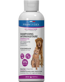 FRANCODEX Shampoo für Hunde und Katzen gegen Parasiten, mit Dimethicon 200 ml