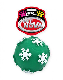 PET NOVA DOG LIFE STYLE Hundeball mit Schneeflocken 7,5 cm Grün