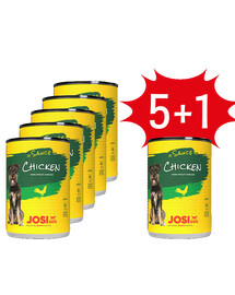 JOSERA JosiDog Huhn in Sauce 5 x 415g für ausgewachsene Hunde + 1 Dose GRATIS