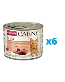 ANIMONDA Carny Adult Huhn, Pute + Entenherzen 6 x 200 g