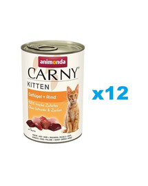 ANIMONDA Carny Kitten Poultry&Beef 12x400 g Geflügel und Rindfleisch für Kätzchen