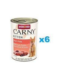 ANIMONDA Carny Kitten Beef&Turkey 6x400 g Rind und Truthahn für Kätzchen