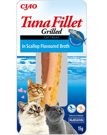 INABA Tuna fillet in scallop broth 15g Thunfischfilet in Brühe mit Jakobsmuscheln für Katzen