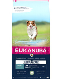 EUKANUBA Grain Free S/M Adult Lammfleisch 12 kg für ausgewachsene kleine und mittelgroße Hunde