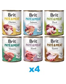 BRIT Pate&Meat Mix Geschmacks 24x800 g Pastete für Hunde