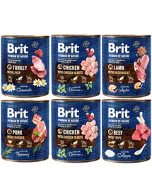 BRIT Premium by Nature Mix Geschmacks 6x800 g Nassfutter für Hunde