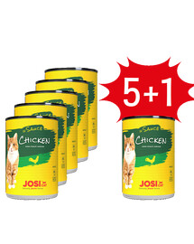 JOSERA JosiCat Huhn in Sauce 5 x 415g für ausgewachsene Katzen + 1 Dose GRATIS