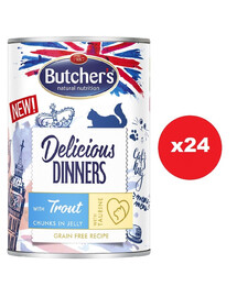 BUTCHER'S Delicious Dinners Nassfutter mit Forelle in Gelee 24x400g