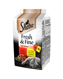 SHEBA Fresh & Fine 72x50g Katzenfutter in Soße (mit Rind, mit Huhn)
