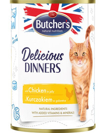 BUTCHER'S Delicious Dinners Katzenfutter, Hühnerstücke in Gelee 400g