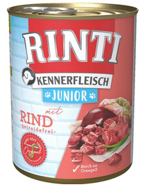 RINTI Kennerfleisch Junior 12x800g mit Rindfleisch für Welpen