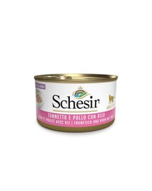 SCHESIR Mit natural Thunfisch, Hühnerfilet und Reis 85G