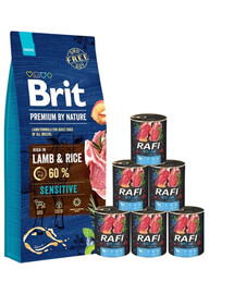 BRIT Premium By Nature Sensitive Lamb 15 kg + Nassfutter mit Lamm 6x400 g