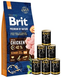 BRIT Premium By Nature Senior Small Medium S+M 15 kg + Nassfutter mit Geflügel 6x1240 g