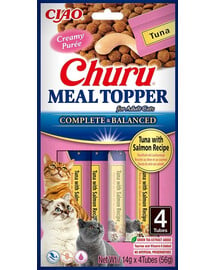 INABA Meal Topper Tuna Salmon 4x14 g cremige Ergänzung mit Thunfisch und Lachs für Katzen