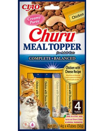 INABA Meal Topper Chicken Cheese 4x14 g cremiges Huhn und Käse als Ergänzung zum Katzenfutter