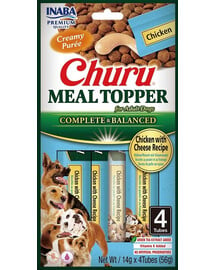 INABA Dog Meal Topper Chicken Cheese 4x14 g Cremiges Hühnerfleisch und Käse als Zusatz für Hundefutter