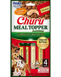 INABA Dog Meal Topper Chicken Beef 4x14 g Creamy Huhn und Rindfleisch Hundefutter Ergänzung