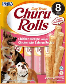 INABA Churu Rolls Chicken 8x12g Wrap mit Huhn und Lachs für Hunde