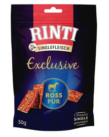 RINTI Singlefleisch Exclusive Snack Horse Leckerli aus Pferdefleisch für Hunde 50 g