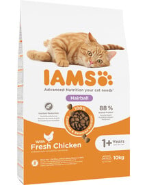 IAMS Cat Adult All Breeds Hairball Control Chicken 10 kg