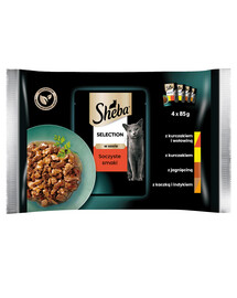 SHEBA 4x85g Selection in Sauce - Nassfutter in Soße (Rind, Lamm, Huhn, Truthahn)