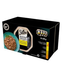 SHEBA Selection Schalen mit Geflügelaromen 32x85 g in Sauce mit Huhn und Pute, Huhn, Geflügel, Pute