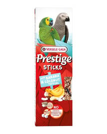 VERSELE-LAGA Prestige Sticks 2 Fläschchen mit Bananen- und Kokosstreuseln für große Papageien 140g