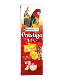 VERSELE-LAGA Prestige Sticks 2 Mango- und Hagebuttenflaschen für mittelgroße Papageien 140g